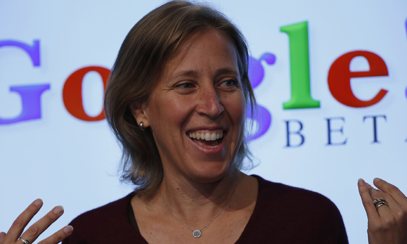 Wojcicki, senior vice president of Ads and Commerce for Google, speaks at the garage where the company was founded on Google's 15th anniversary in Menlo Park, California